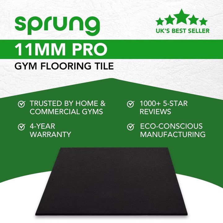 11mm PRO Heavy-Duty Gym Rubber Mats-Sprung Gym Flooring