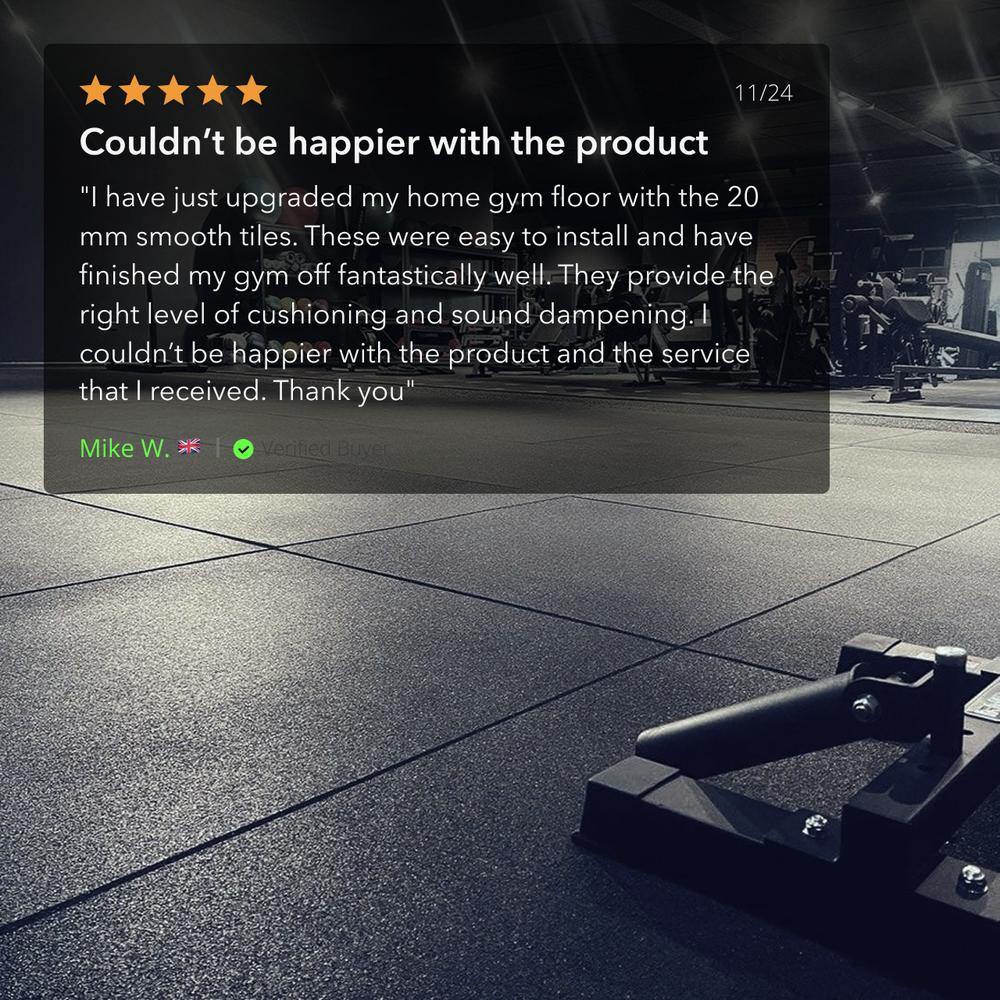 20mm PRO Rubber Gym Flooring Tiles – Smooth Top Surface - UK's Top Rated-Sprung Gym Flooring