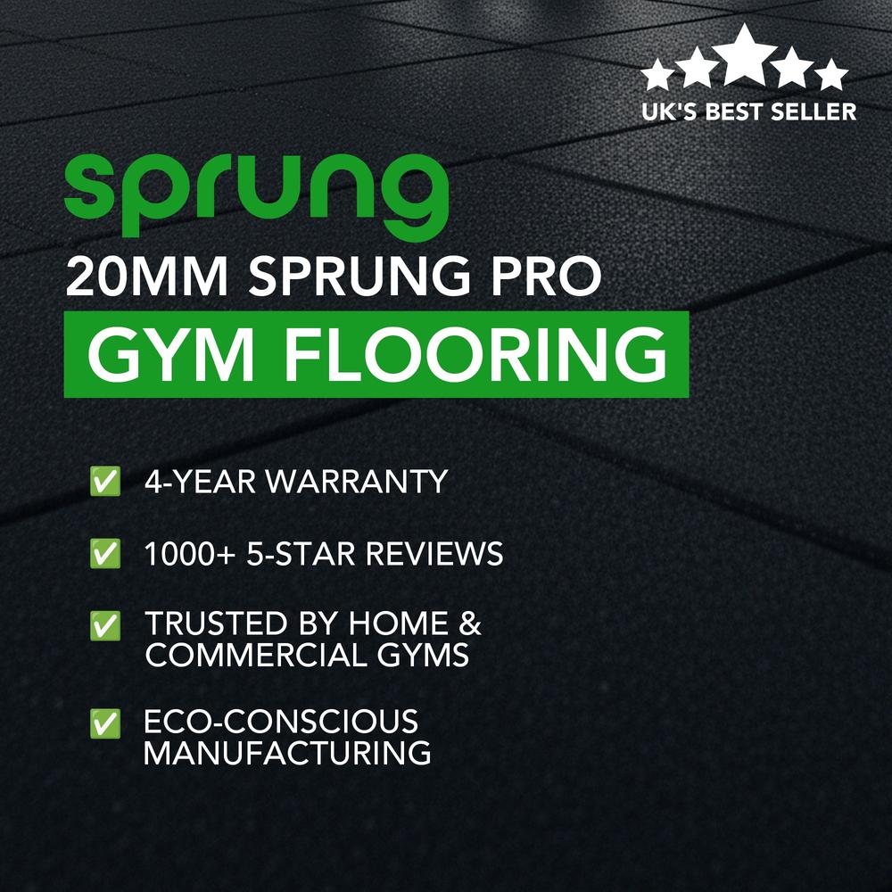 20mm PRO Rubber Gym Flooring Tiles – Smooth Top Surface - UK's Top Rated-Sprung Gym Flooring