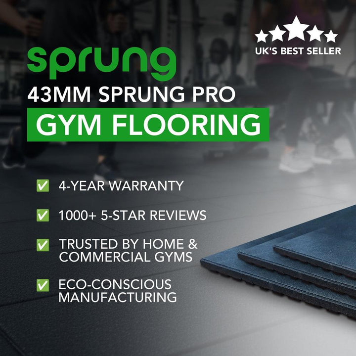 43mm PRO Anti-Shock Rubber Gym Flooring Tile-Sprung Gym Flooring