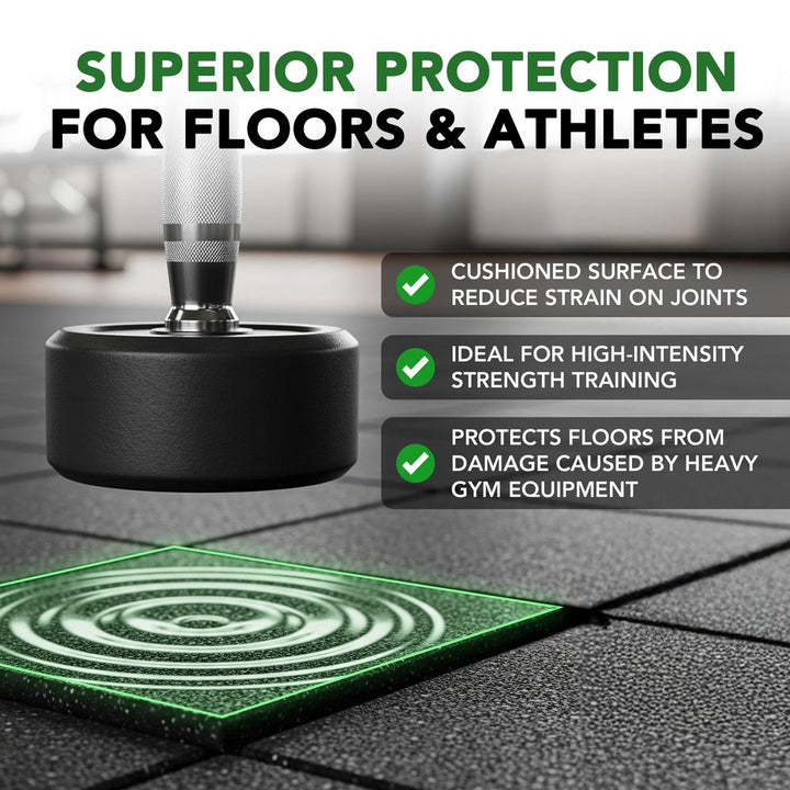 43mm PRO Anti-Shock Rubber Gym Flooring Tile-Sprung Gym Flooring