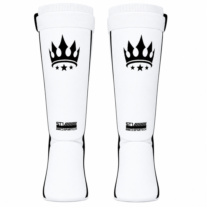 Playerz SparTech Lightweight Cotton Shin Guards - Whte/Black - Adult & Kids-Playerz Boxing