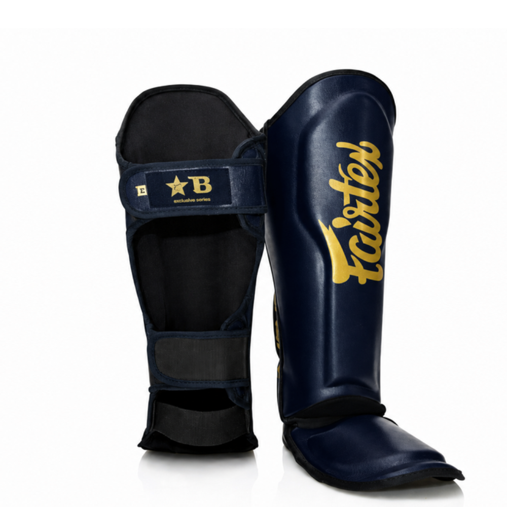 Fairtex x Booster Muay Thai Shin Guards - Navy/Gold