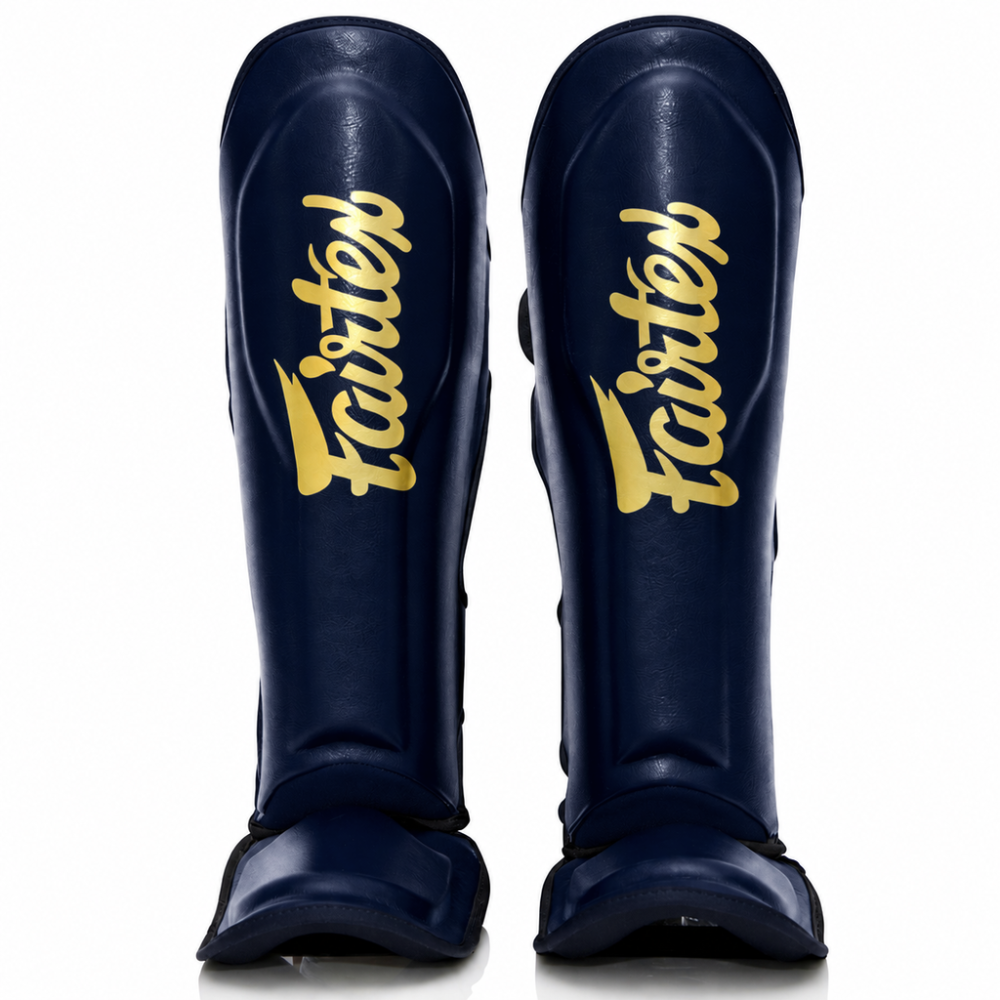 Fairtex x Booster Muay Thai Shin Guards - Navy/Gold