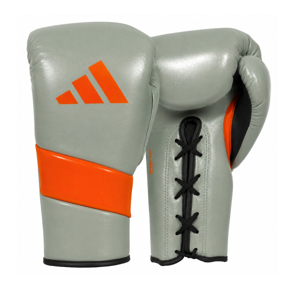 Adidas Adispeed Lace Boxing Glove - Grey/Orange (Leather)