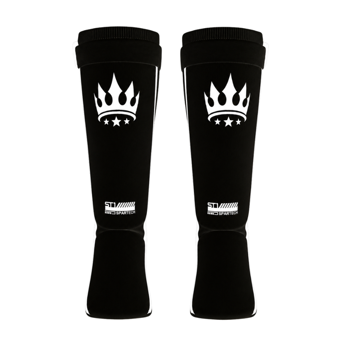 Playerz SparTech Lightweight Cotton Shin Guards - Black/White - Adults & Kids-Playerz Boxing