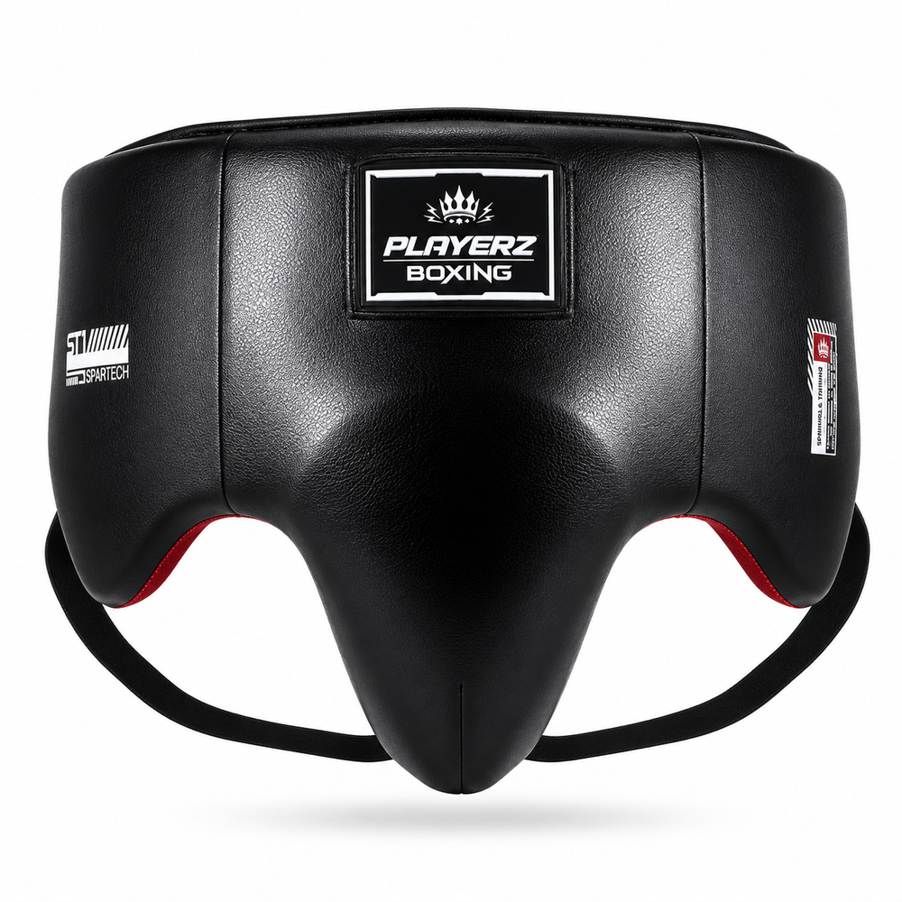 Playerz SparTech Groin Guard - Black/White-Playerz Boxing