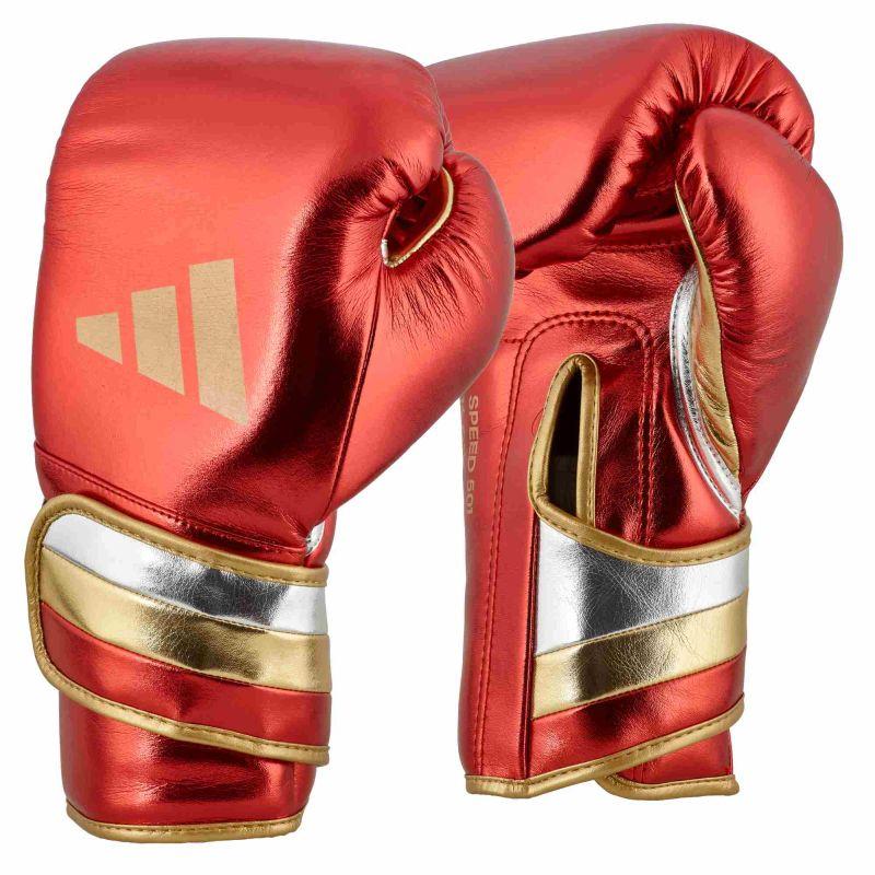 Adidas Adispeed Boxing Gloves - Red/Gold - 18oz (MF)-Adidas