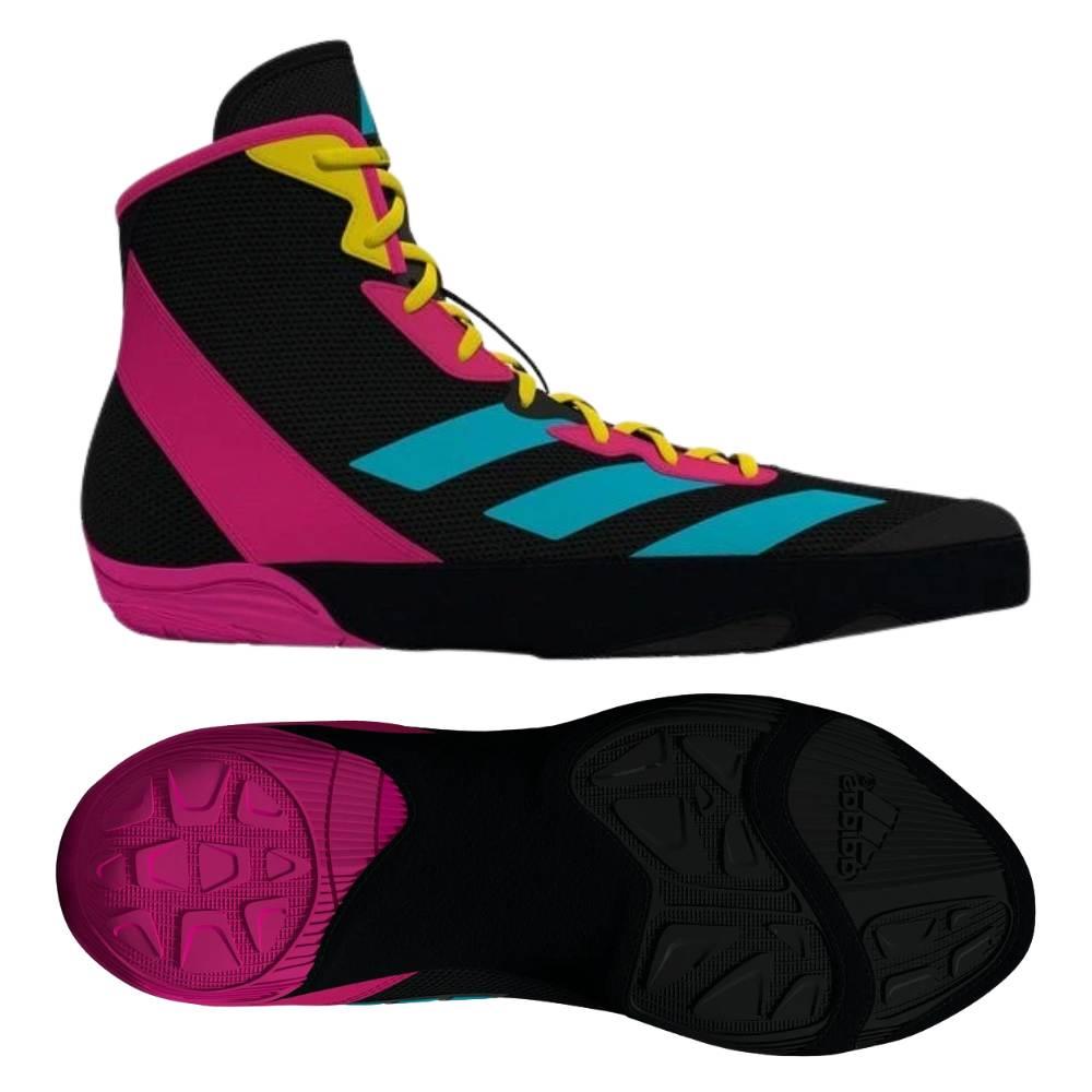 Adidas Adizero Wrestling Boots - Black/Pink/Cyan-Adidas