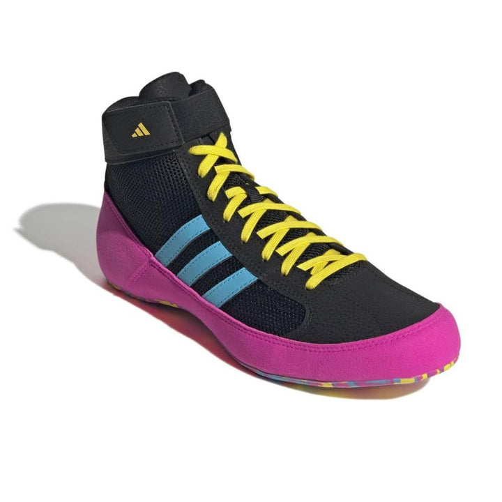 Adidas Adult Havoc Wrestling Boots - Black/Pink/Cyan-Adidas