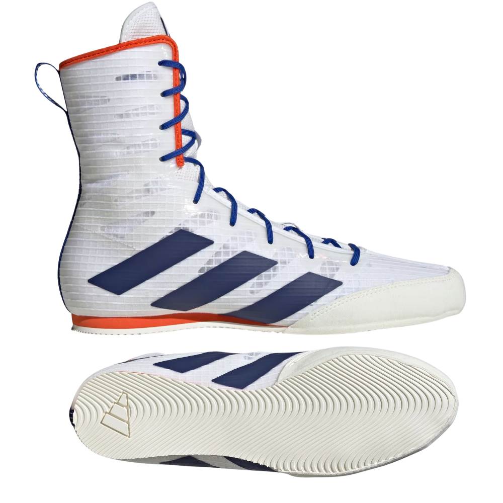 Adidas Box Hog 4 Boxing Boots - White/Blue/Red-Adidas