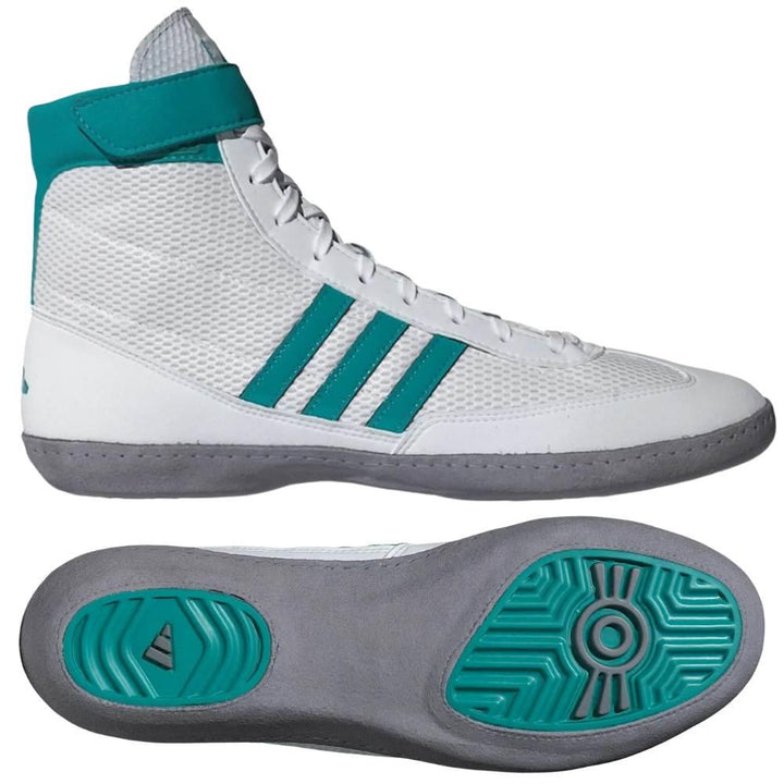 Adidas Combat Speed 4 Wrestling Boots - White/Teal-Adidas
