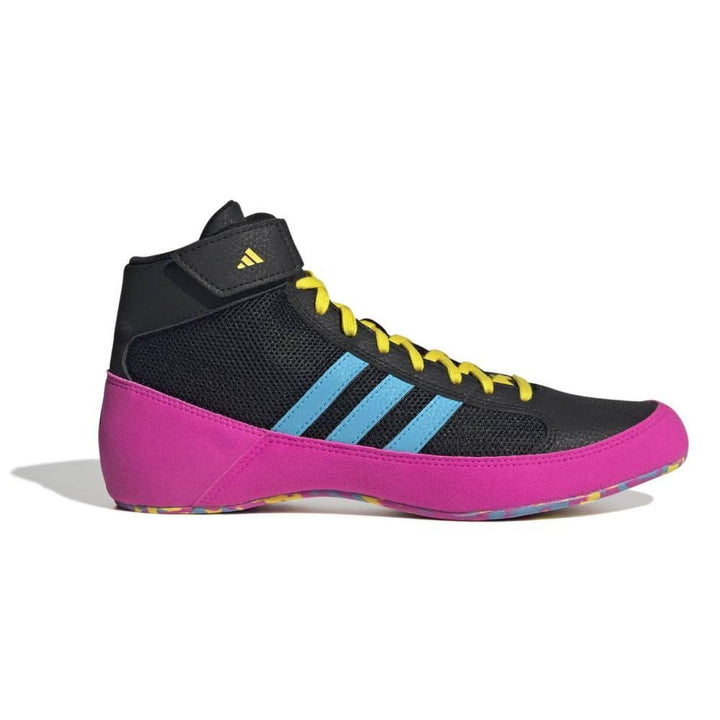 Adidas Adult Havoc Wrestling Boots - Black/Pink/Cyan-Adidas