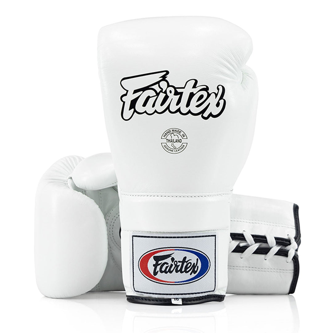 Fairtex BGL3 Lace-up Sparring Gloves - White-Fairtex