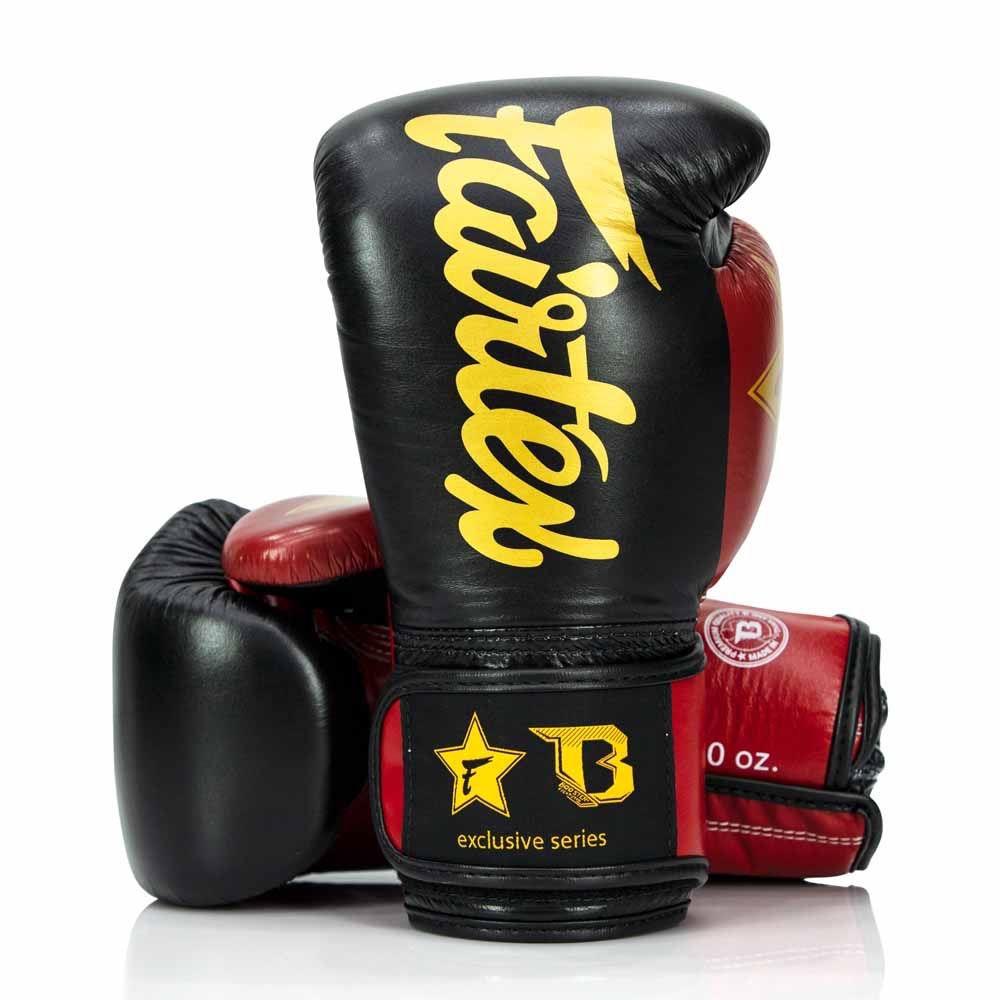 Fairtex x Booster Muay Thai Boxing Gloves - Black/Red