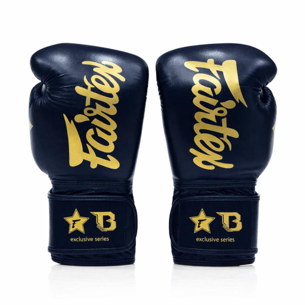 Fairtex x Booster Muay Thai Boxing Gloves - Navy/Gold-Fairtex