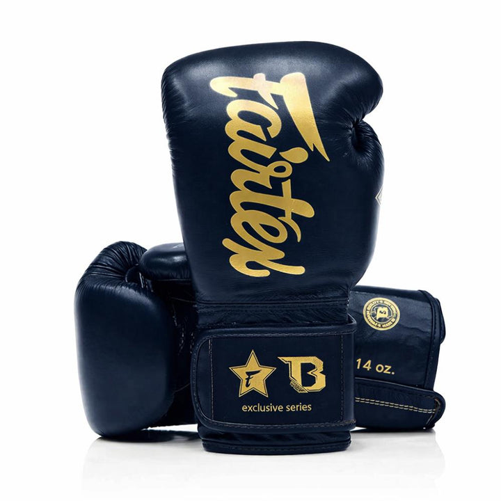 Fairtex x Booster Muay Thai Boxing Gloves - Navy/Gold-Fairtex