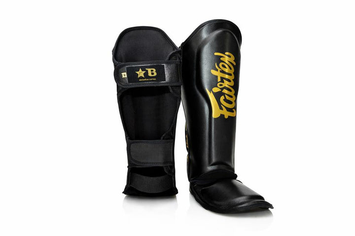 Fairtex x Booster Muay Thai Shin Guards - Black/Gold-Fairtex