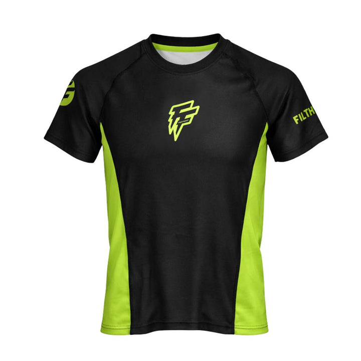 Filthy Few Titan Short Sleeve Rash Guard - Black/Green-Filthy Few