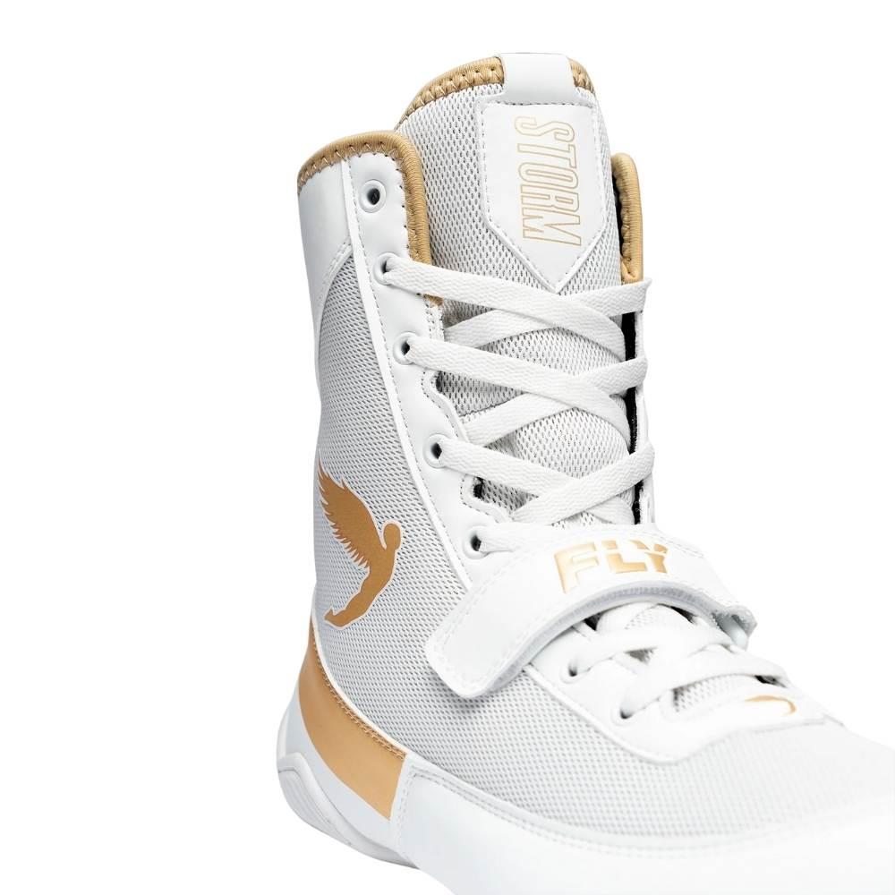 Fly Storm 2 Kids Boxing Boots - White/Gold-Fly