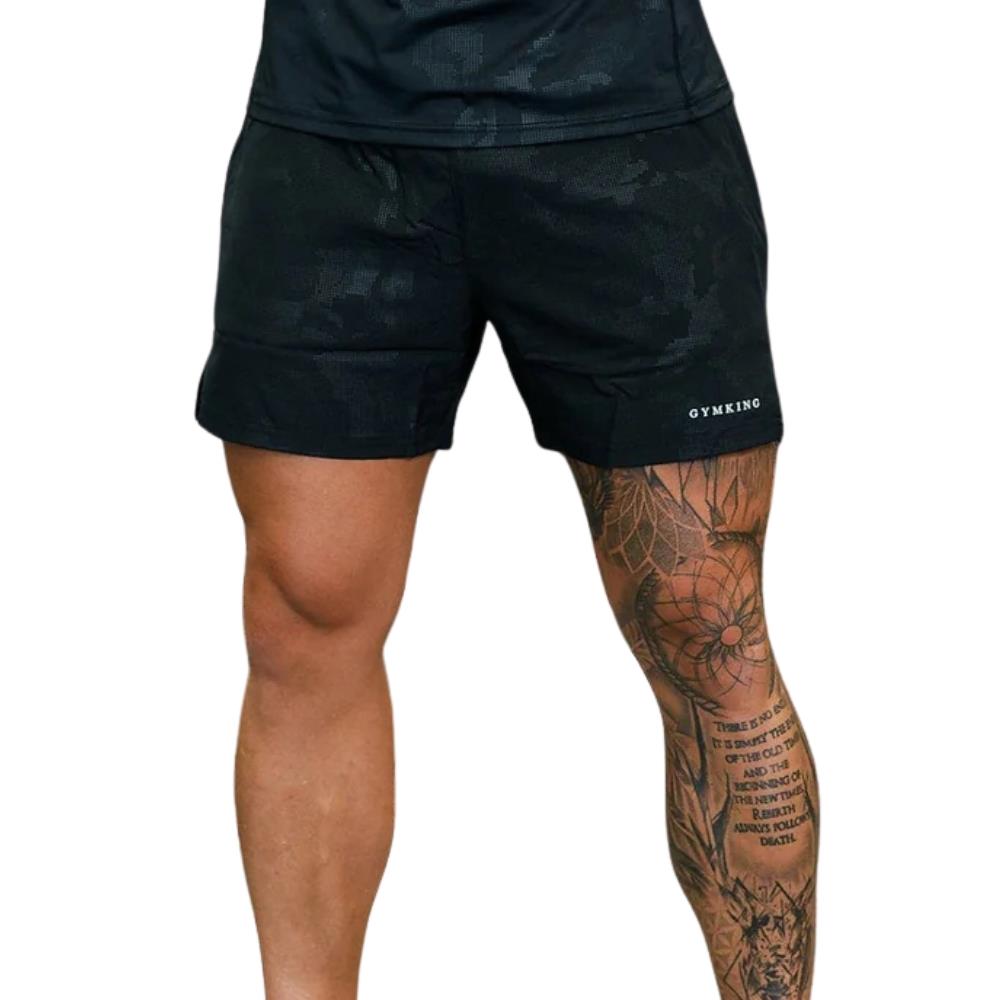Gym King Debossed Camo Short 5" - Black-Gym King