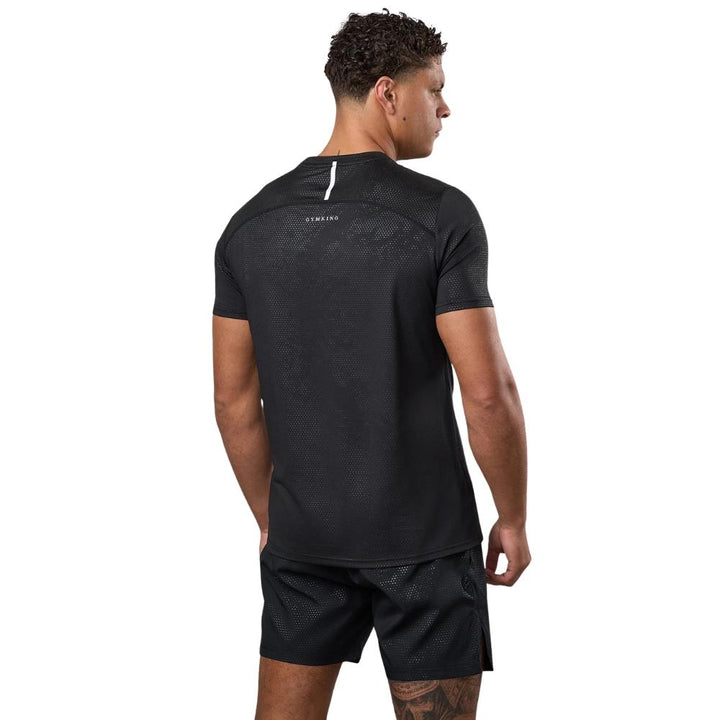 Gym King Debossed Pixel T-Shirt - Black-Gym King