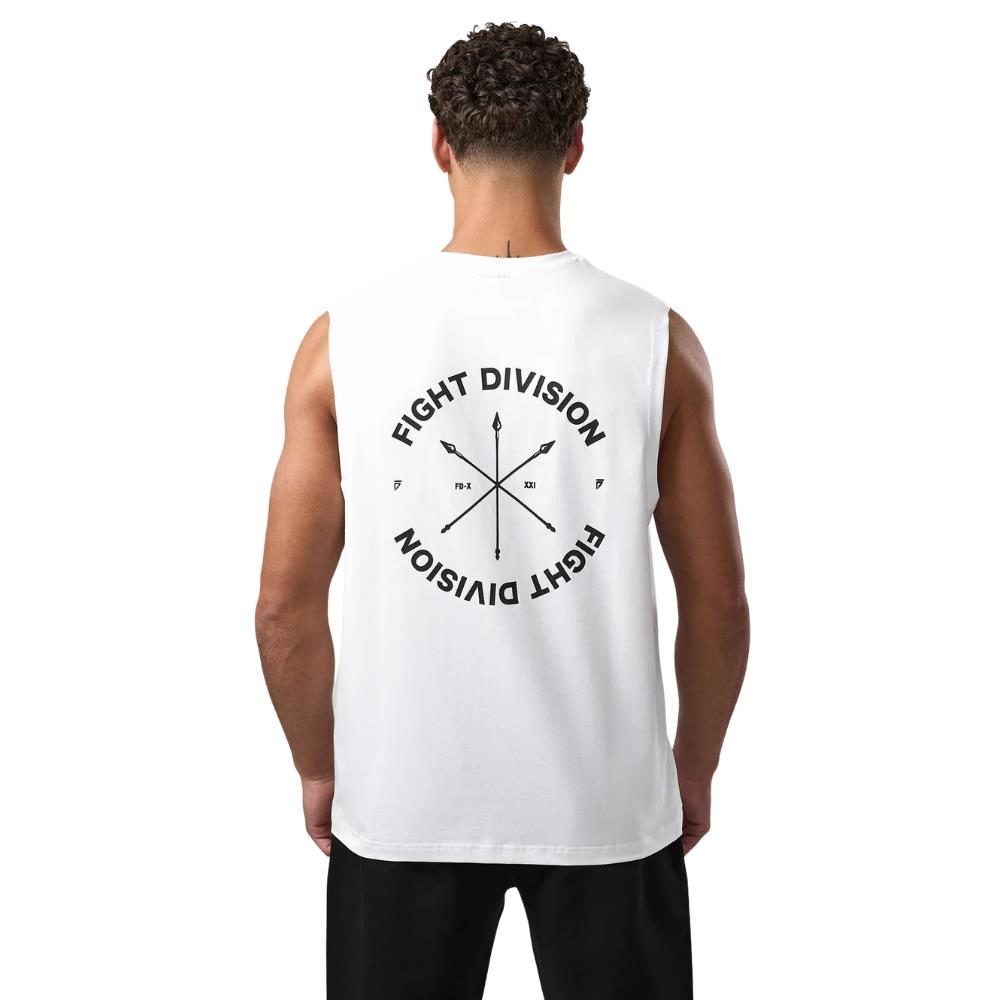 Gym King Fight Division Circle Tank - White-Fight Equipment UK