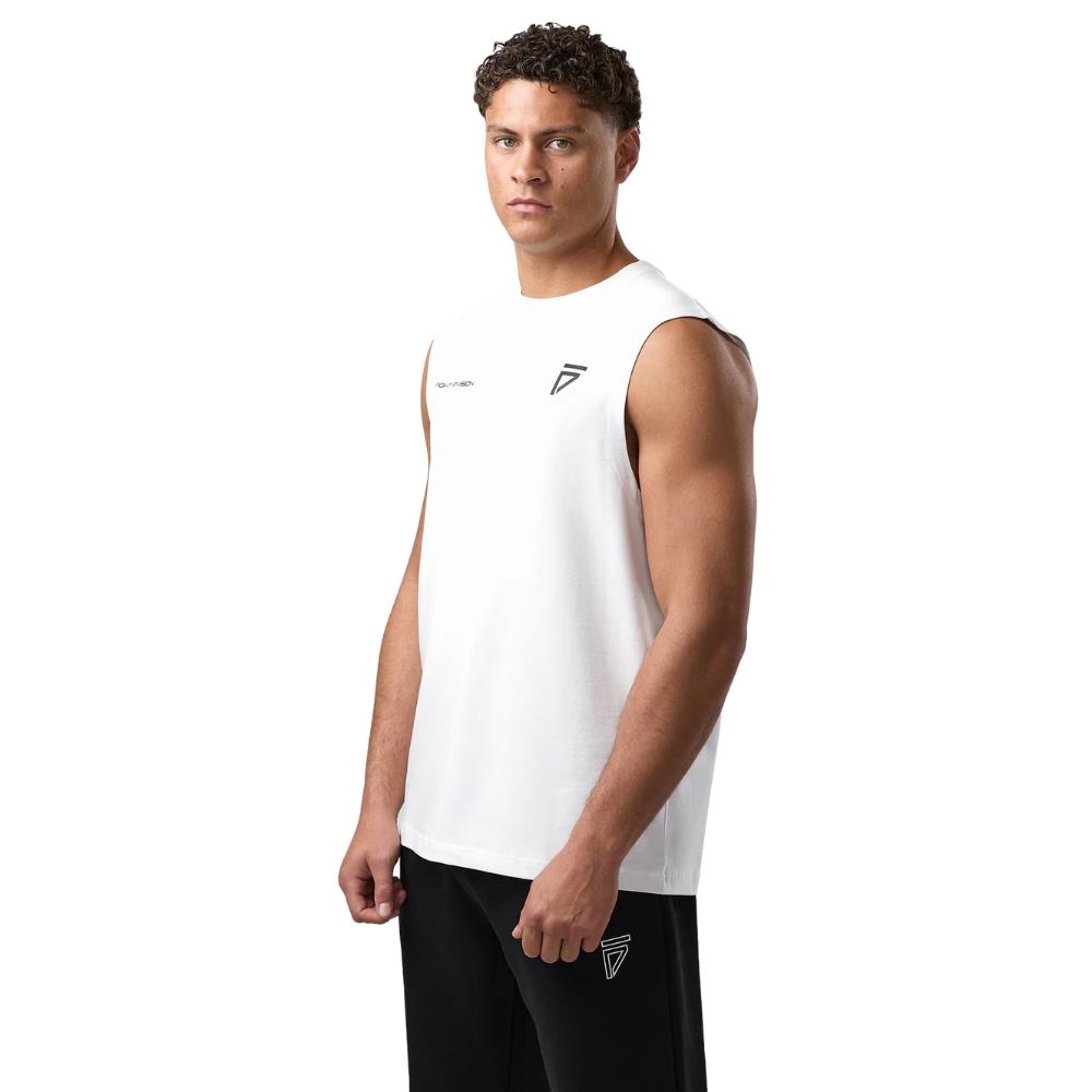 Gym King Fight Division Circle Tank - White-Fight Equipment UK