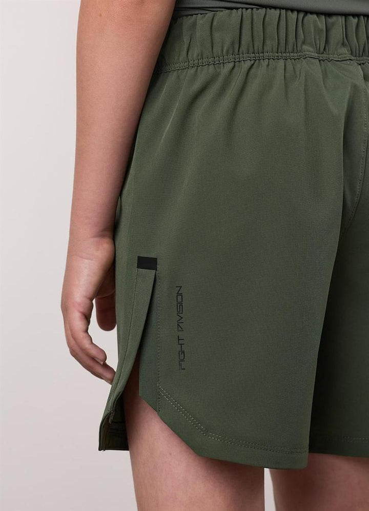 Gym King Fight Division Combat 7" Kids Shorts - Deep Olive-Gym King