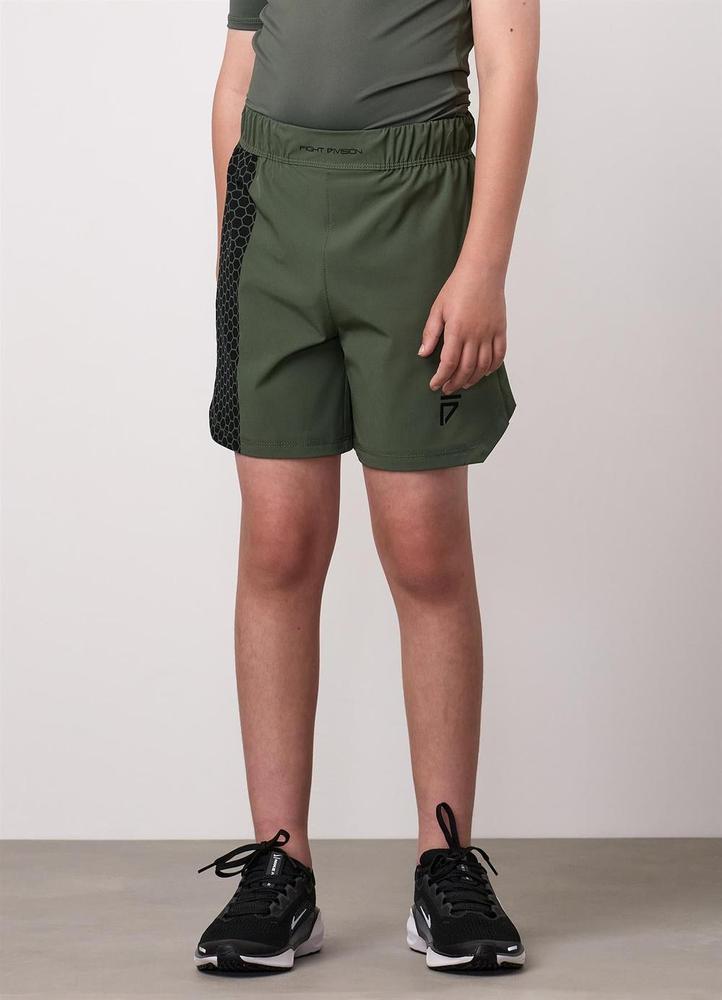 Gym King Fight Division Combat Kids Shorts - Deep Olive-Gym King