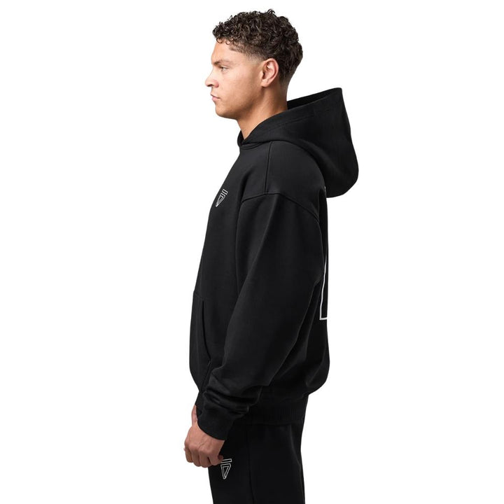 Gym King Fight Division Outline Hoodie - Black-Fight Equipment UK
