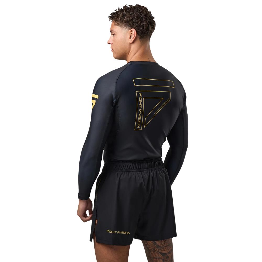 Gym King Sovereign Long Sleeve Rash Guard - Black/Gold-Fight Equipment UK