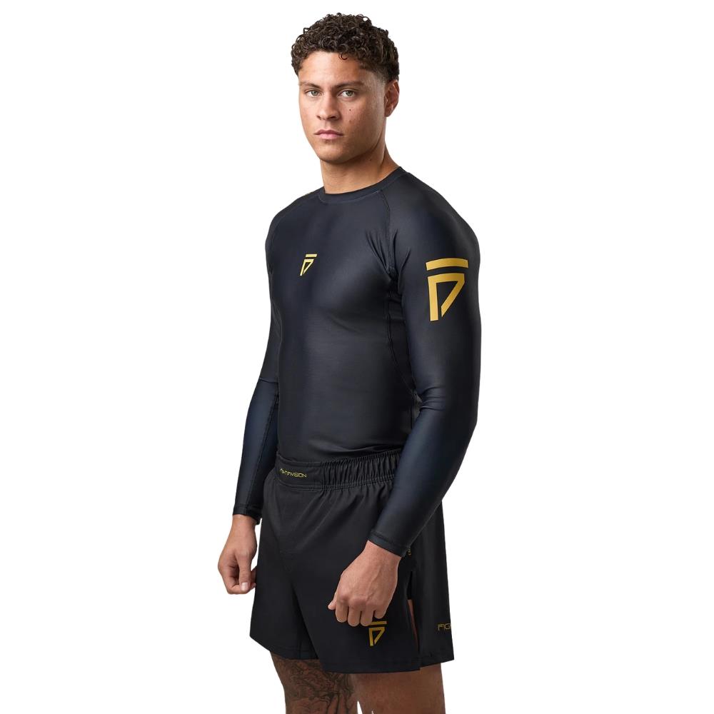 Gym King Sovereign Long Sleeve Rash Guard - Black/Gold-Fight Equipment UK