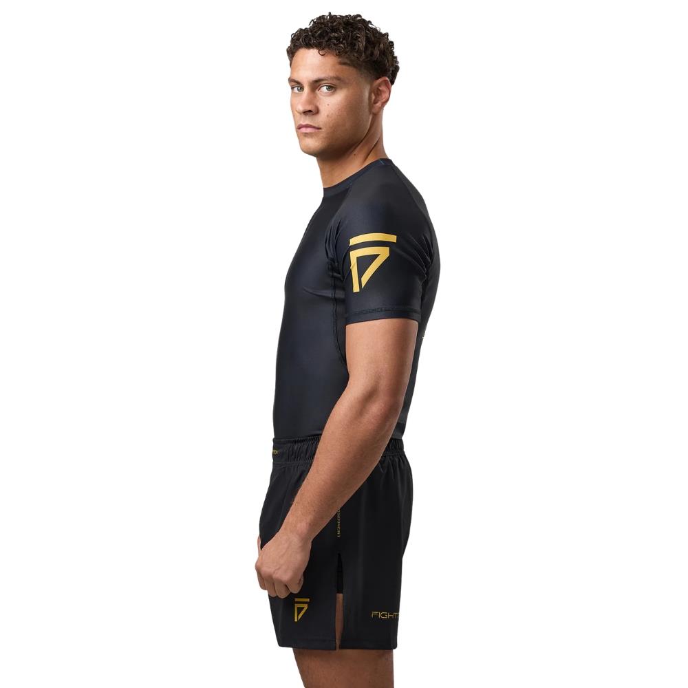 Gym King Sovereign Short Sleeve Rash Guard - Black/Gold-Fight Equipment UK