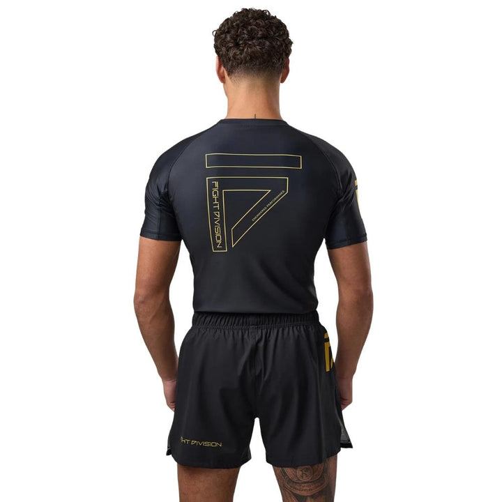 Gym King Sovereign Short Sleeve Rash Guard - Black/Gold-Fight Equipment UK