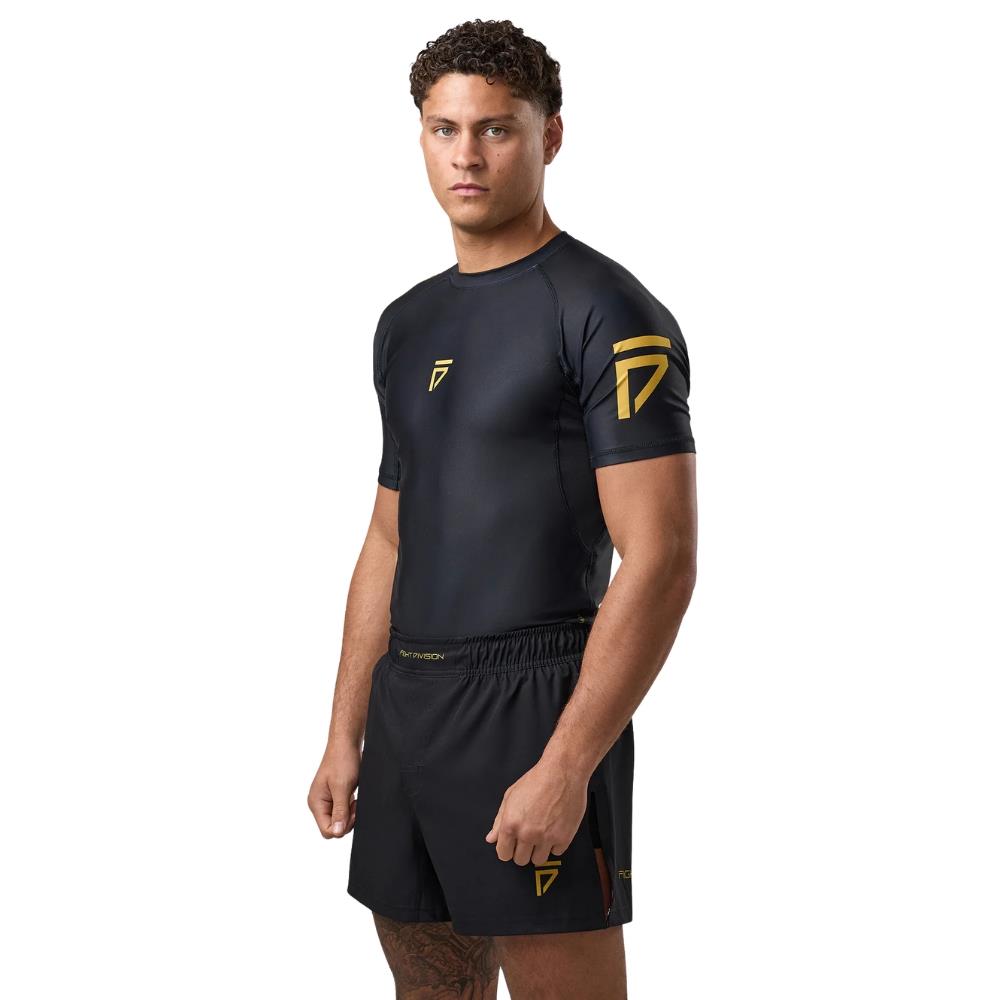 Gym King Sovereign Short Sleeve Rash Guard - Black/Gold-Fight Equipment UK
