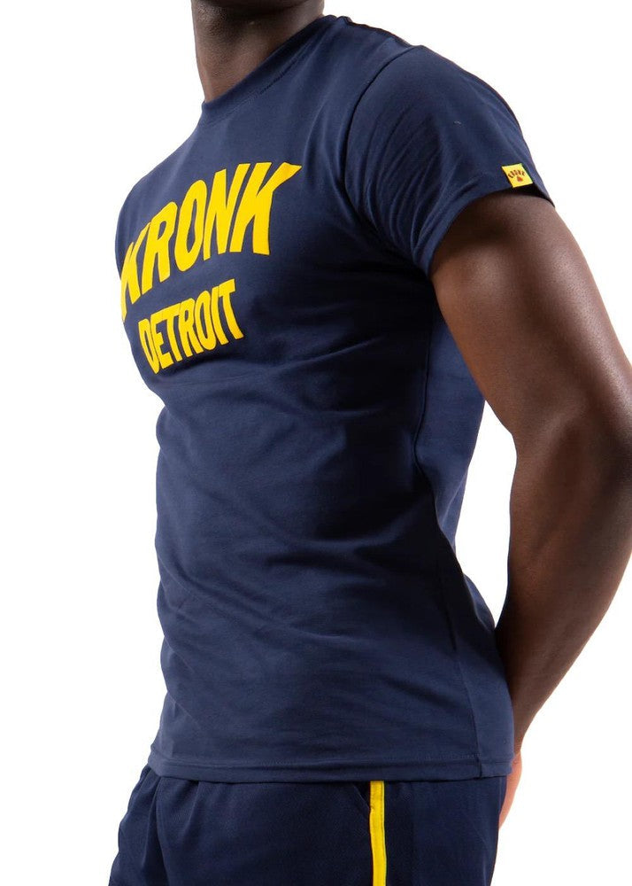 Kronk Detroit Appliqué T-Shirt - Navy Blue/Yellow-Kronk