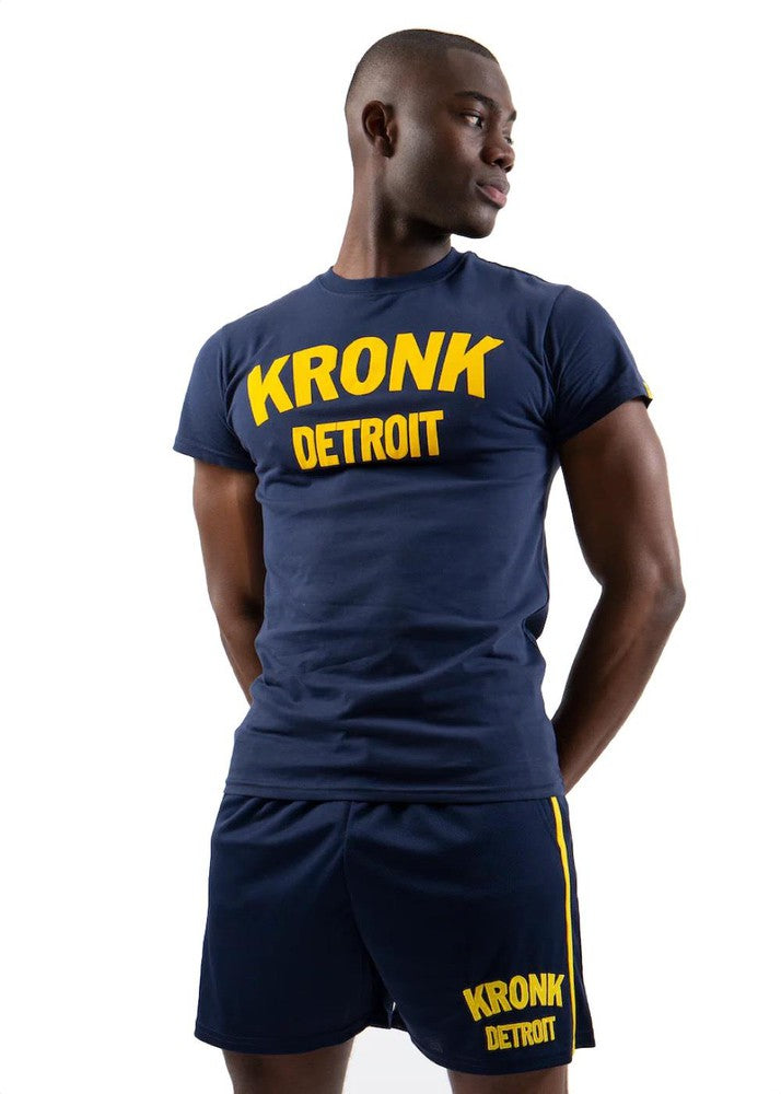 Kronk Detroit Appliqué T-Shirt - Navy Blue/Yellow-Kronk