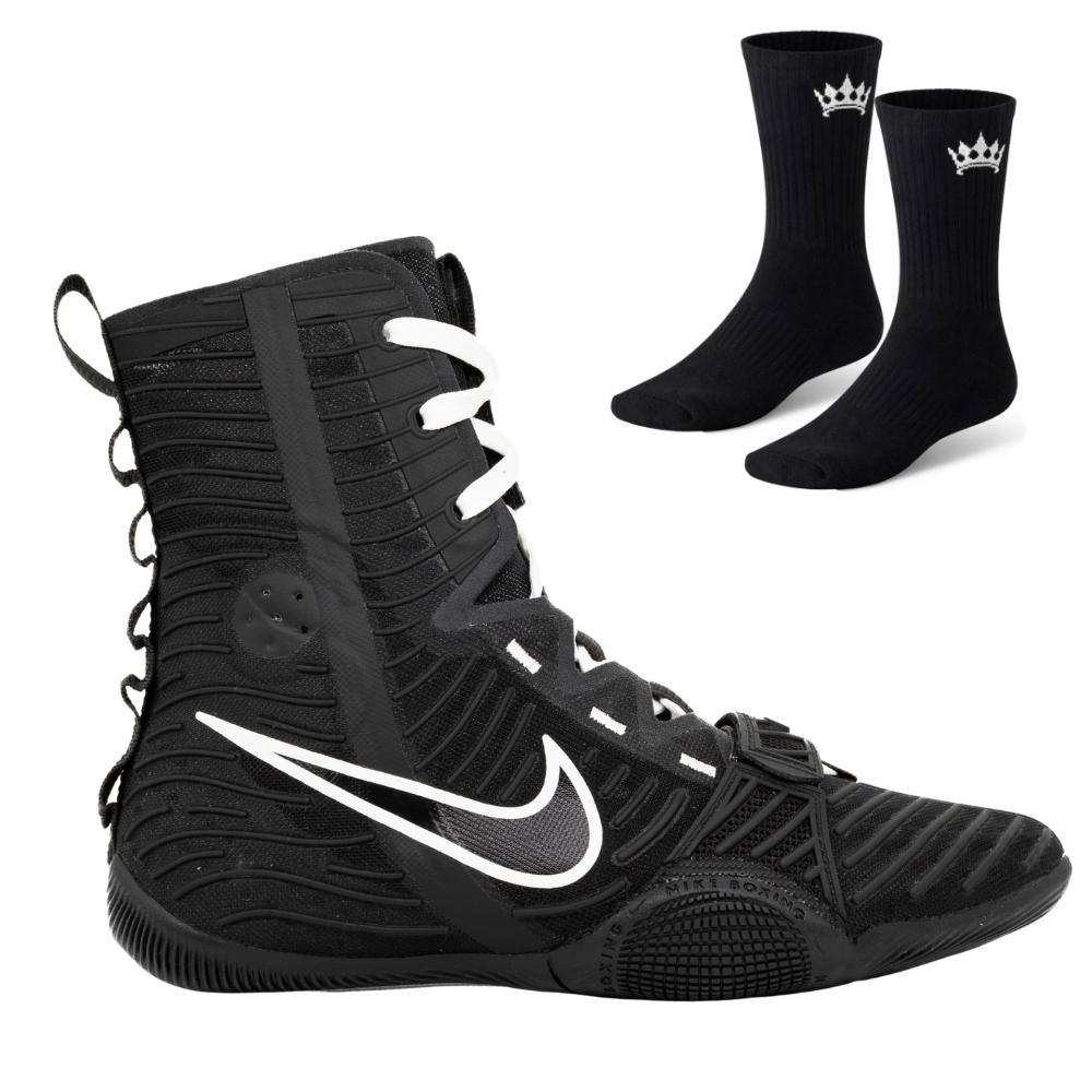 Nike Hyper KO 3 Boxing Boots - Black/White - Free Socks-Nike
