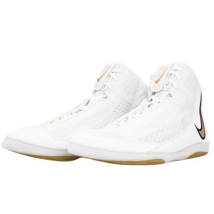 Nike Inflict 4 Wrestling Shoes - White/Gold-Nike