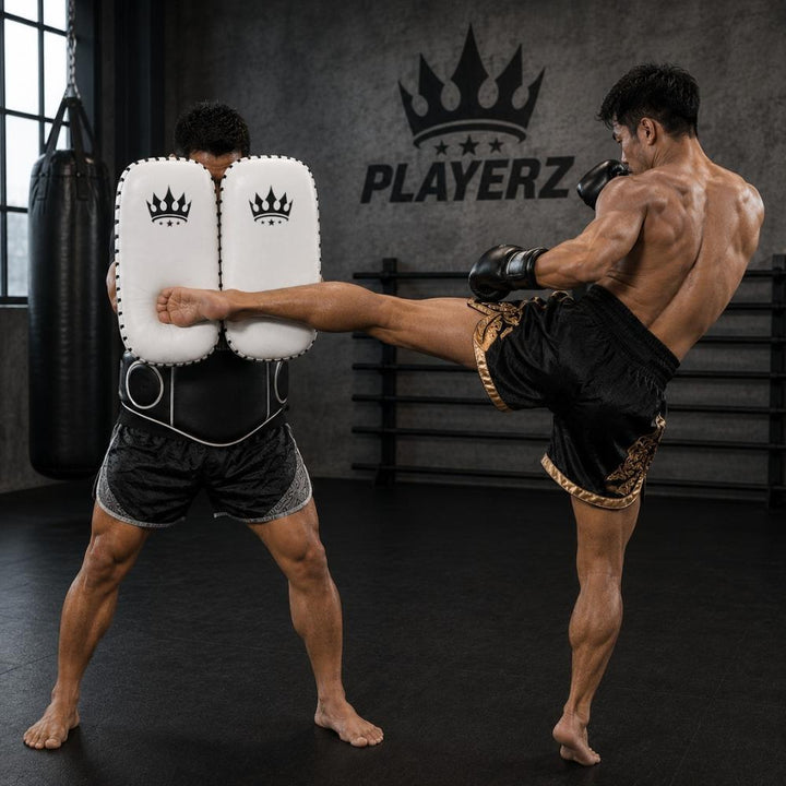Playerz CoachTech Kick Pads - White-Playerz Boxing