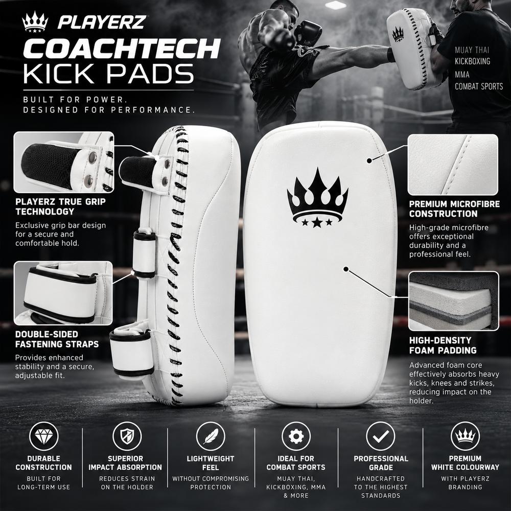Playerz CoachTech Kick Pads - Black-Playerz Boxing