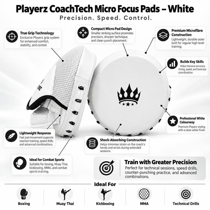 Playerz CoachTech Micro Focus Pads - Black-Playerz Boxing