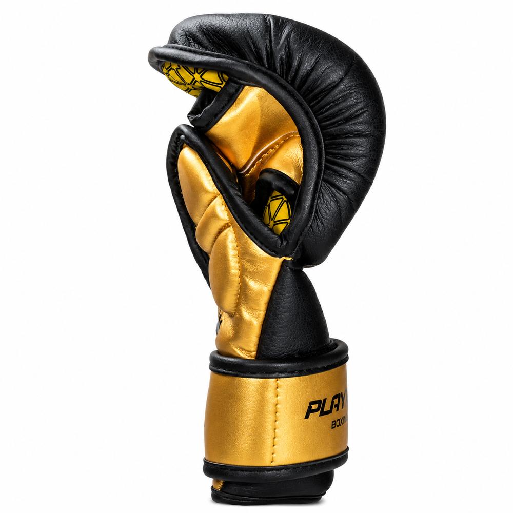 Playerz Power MMA Sparring Gloves - Black/Gold-Playerz Boxing