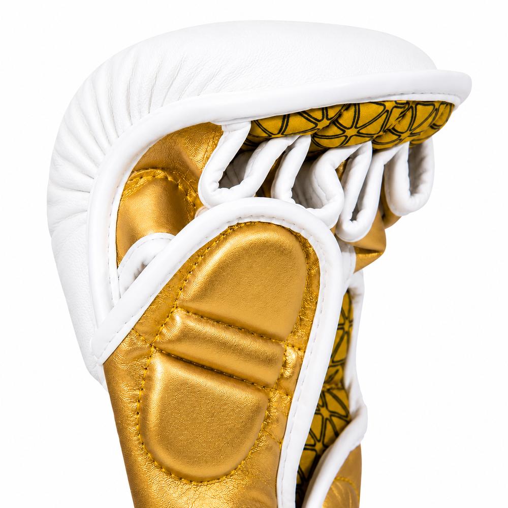 Playerz Power MMA Sparring Gloves - White/Gold-Playerz Boxing
