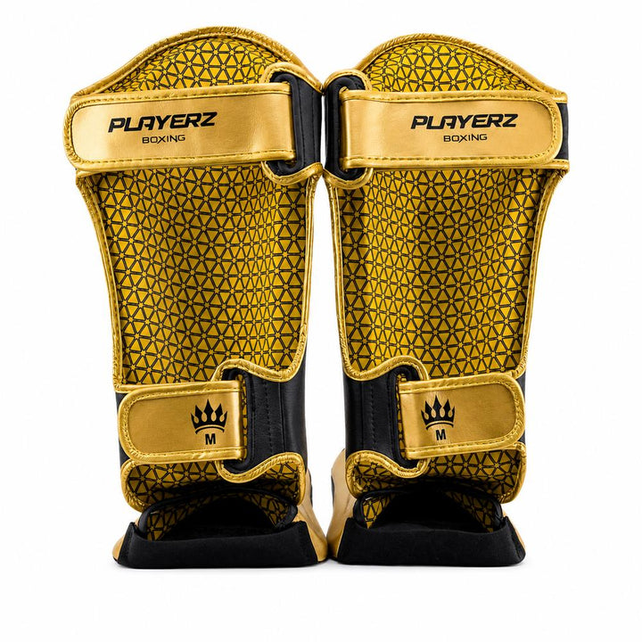 Playerz Power Shin Guards - Black/Gold-Playerz Boxing