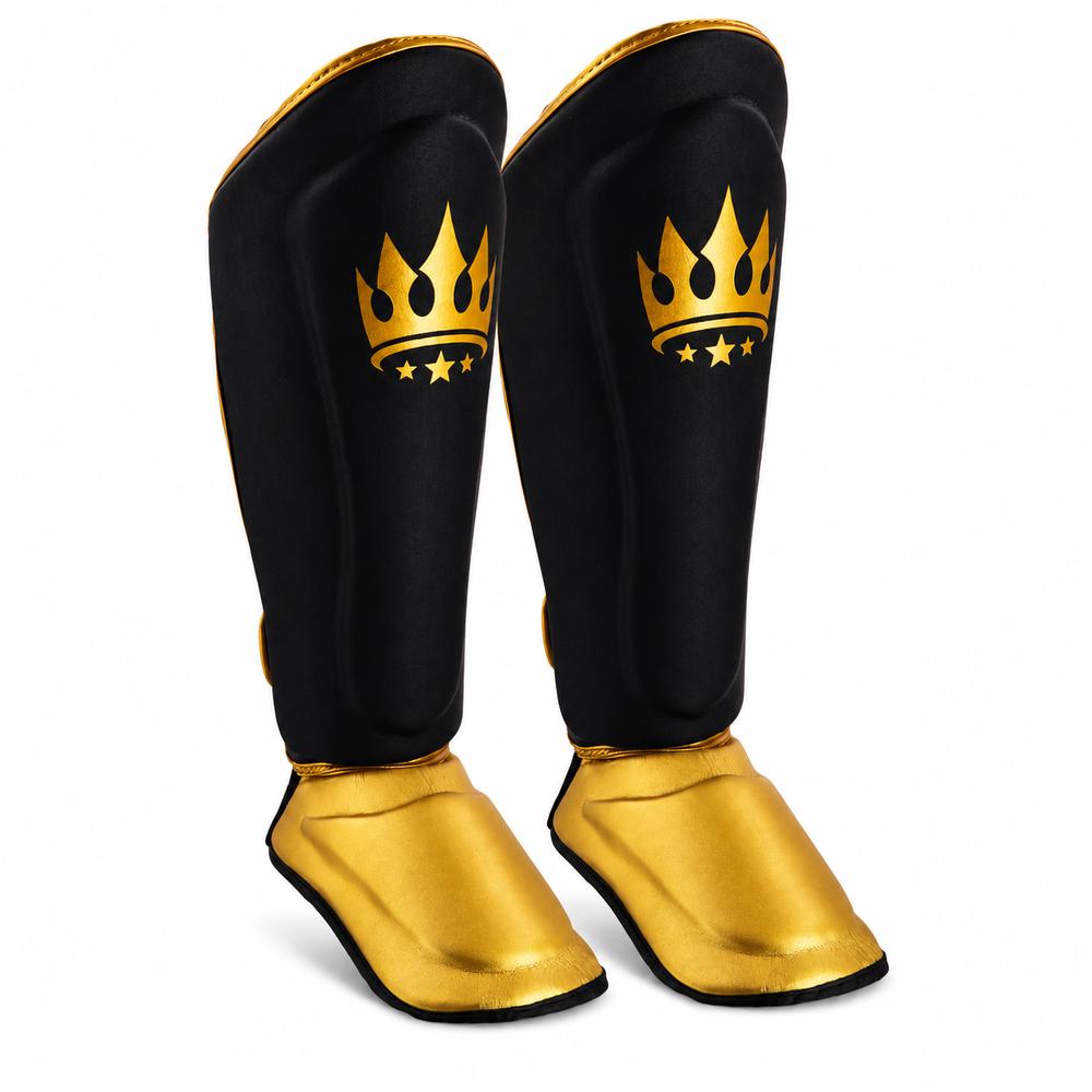 Playerz Power Shin Guards - Black/Gold-Playerz Boxing