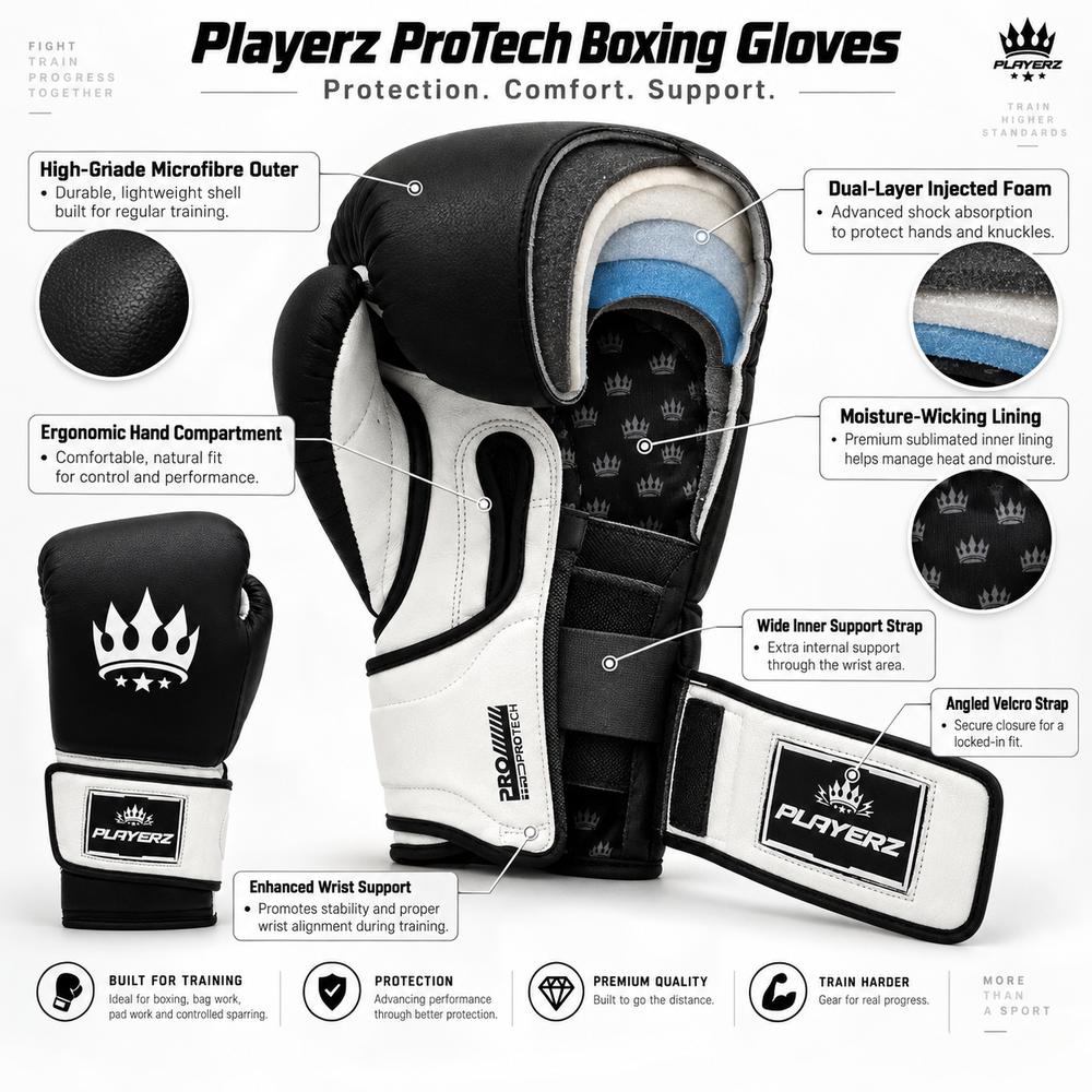 Playerz ProTech Boxing Gloves - White-Playerz Boxing