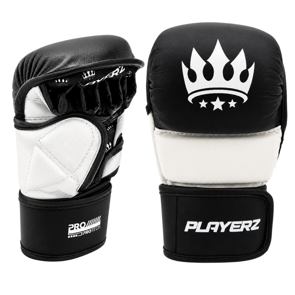 Playerz ProTech MMA Gloves - Black/White-Playerz Boxing