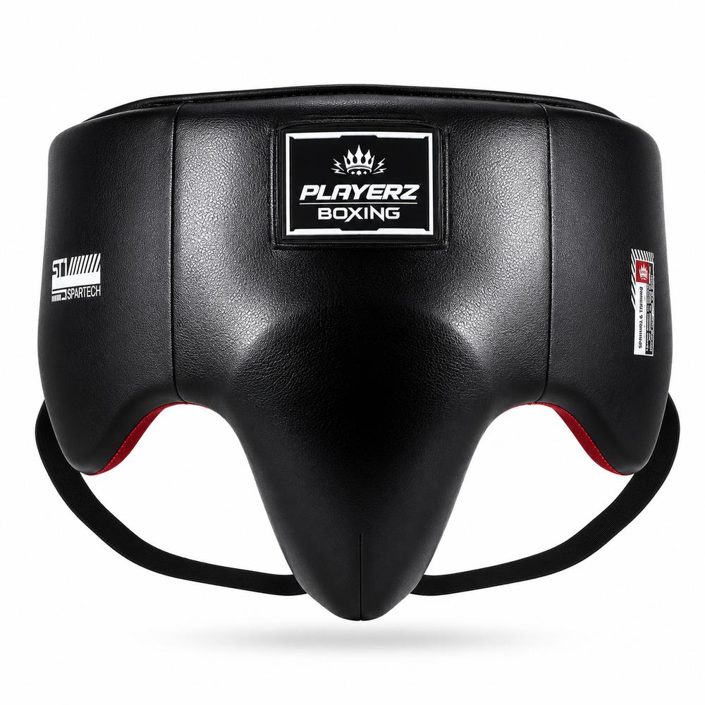 Playerz SparTech Groin Guard - Black/White-Playerz Boxing